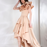 One shoulder ruffles