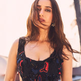 Kusha Kapila in the Noir draped skirt