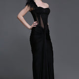 Noir Georgia Set of Corset + Skirt + Feather Strap