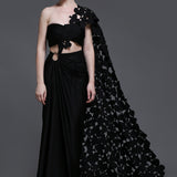 Noir Emily Set of Roped Bustier + Skirt + Cutwork Drape