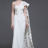 Khushnaz Turner in Blanc Georgia Set + Drape