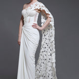 Khushnaz Turner in Blanc Georgia Set + Drape